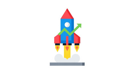 Obraz premium Rocket launch startup business growth concept vector illustration for success and innovation ideas