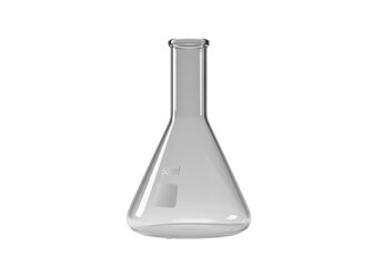 Isolated Erlenmeyer flask, science glassware tool for chemistry and research equipment