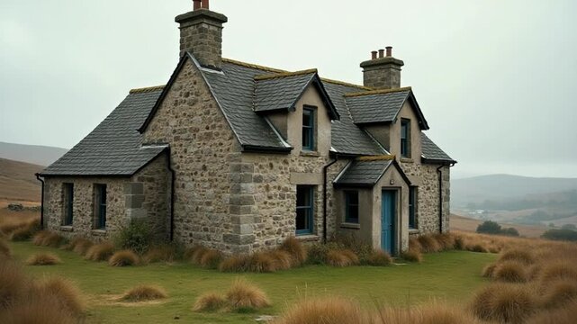 An old abandoned farm cottage on Bodmin Moor in Cornwall - vintage effect