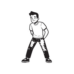 Handsome Man Black and White Illustration Vector Image Male Portrait Fashion Sketch Line Art Design