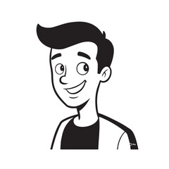 Handsome Man Black and White Illustration Vector Image Male Portrait Fashion Sketch Line Art Design