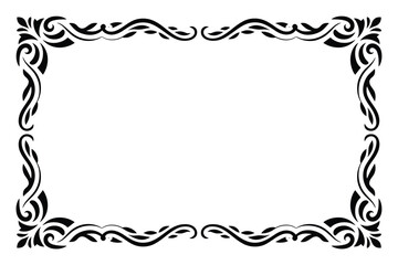 Elegant black and white ornate decorative border frame
