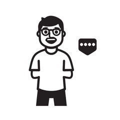 Handsome Man Black and White Illustration Vector Image Male Portrait Fashion Sketch Line Art Design