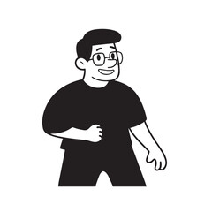 Handsome Man Black and White Illustration Vector Image Male Portrait Fashion Sketch Line Art Design