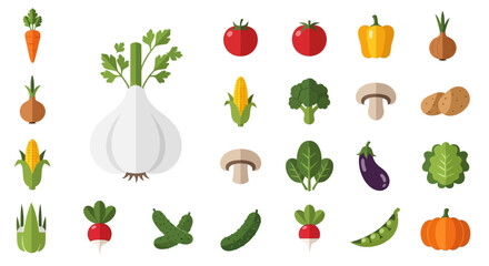 Colorful assortment of vector vegetables showcasing dietary diversity and healthy eating habits