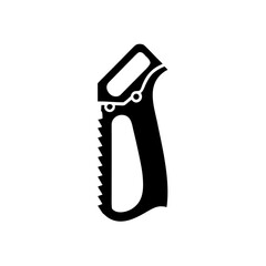 Flat icon of a hand saw, symbol of cutting materials.