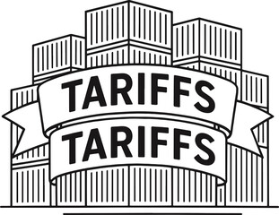 Stack of Containers with tariffs banner