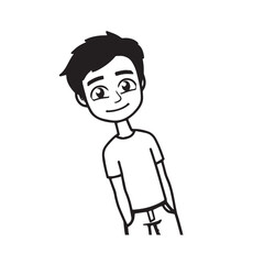 Handsome Man Black and White Illustration Vector Image Male Portrait Fashion Sketch Line Art Design