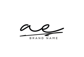 AE letter elegant cursive beauty handwriting logo.