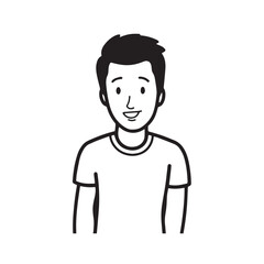 Handsome Man Black and White Illustration Vector Image Male Portrait Fashion Sketch Line Art Design