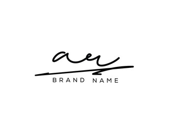 Fototapeta premium AR letter elegant cursive beauty handwriting logo.