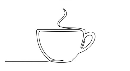 Continuous line drawing of coffee cup vector illustration minimalist design for cafe and restaurant logo art