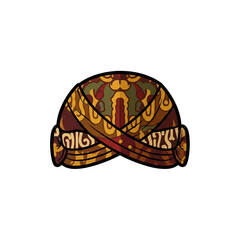  Flat icon illustration of Traditional Javanese blangkon headwear,