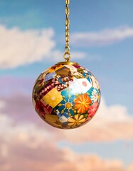 Hanging spherical mosaic artwork