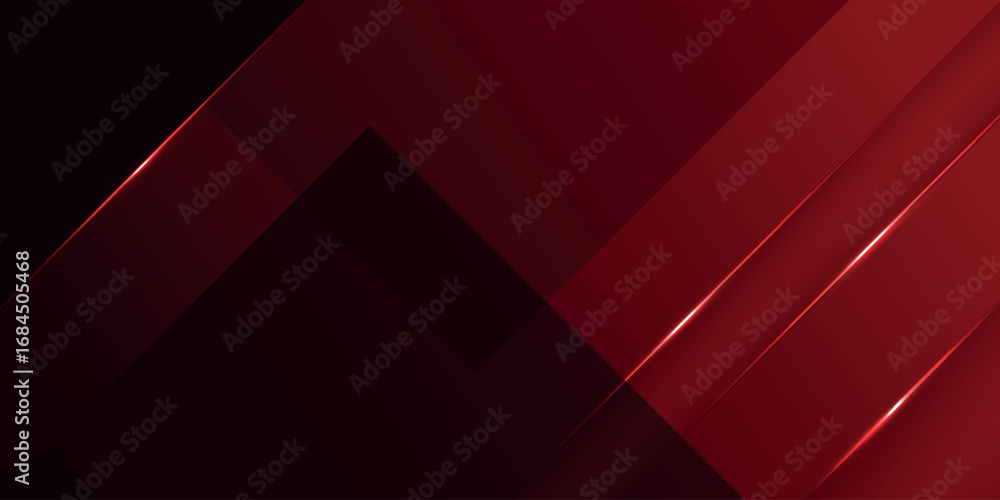 Fototapete abstract background with overlapping paper cut design of dark red gradient and glowing red lines. ve