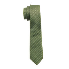 Olive green textured necktie fabric formal wear isolated on a transparent background