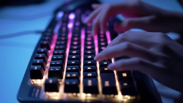 Someone typing on a keyboard, and each keystroke creates a unique burst of color and sound.