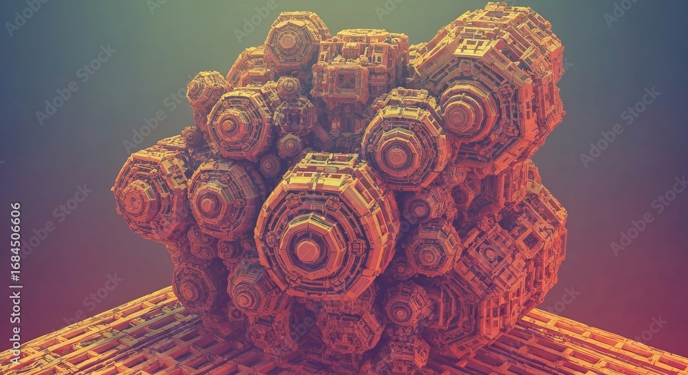 Poster abstract architectural structure in vibrant colors and textures