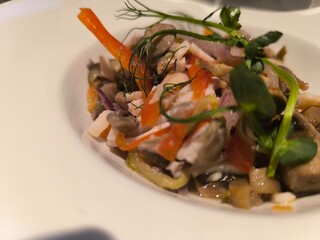 Delicious seafood salad on a plate