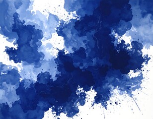 Obraz premium Abstract ink splatter art in shades of blue