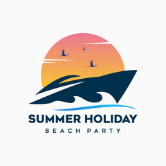 summer holiday beach party logo