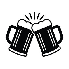 two beer mugs clinking celebration