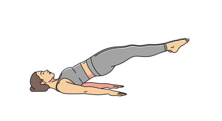 Woman Performing a Pilates Exercise on a White Background for Strength and Flexibility