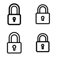 Four simple outline padlocks symbolizing security, protection, and access control in a clean design