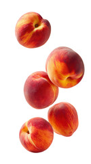 Floating Peaches Isolated on Black Background, Ripe and Juicy, Perfect for Summer Desserts and Healthy Eating Campaigns