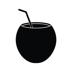 tropical coconut drink silhouette vector