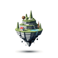 Floating Island with House and Trees 2.