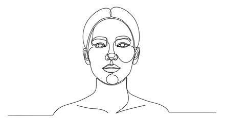 Elegant continuous line drawing captures the essence of a woman's serene visage