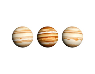 Three rendered gas giant planets with atmospheric bands