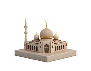 Obraz premium 3D Mosque Illustration for Islamic Themes and Eid Celebrations