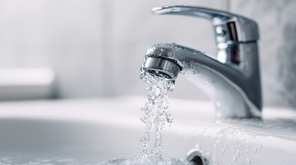 Water droplets splashing from dripping faucet into white sink basin illustrating ongoing leak and urgent repair