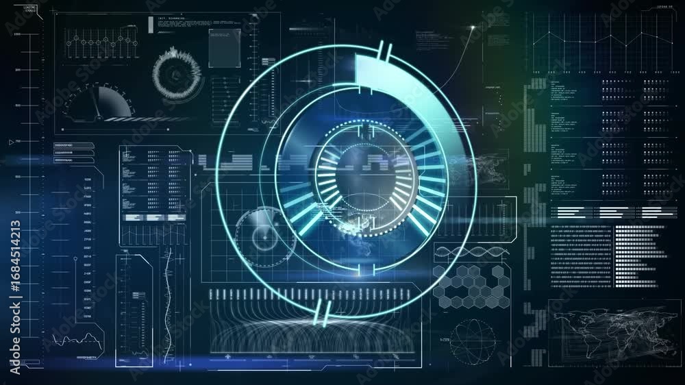 Aufkleber animation of scope scanning and data processing over screen