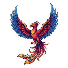 Obraz premium Majestic Phoenix Bird with Vibrant Feathers Flying.