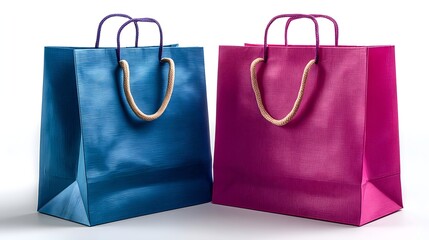 Royal blue and pink bags with white handles perfect for shopping or gifting occasions