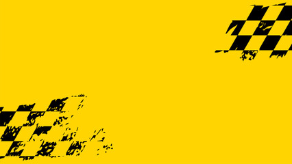 Distressed Checkered Flag Yellow Background.
