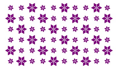 Seamless abstract purple six-point floral star pattern with alternating motif sizes, perfect for textile fabrics, wallpapers, wrapping sheets, packaging design, stylish decorative surface background 