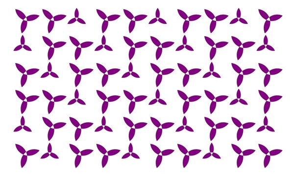 Seamless abstract purple three-petal floral pattern with modern organic repetition, perfect for textile fabrics, wallpapers, wrapping sheets, packaging design, and stylish decorative surfaces.