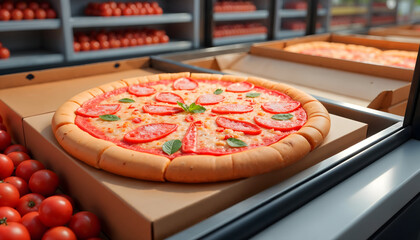 pizza with tomatoes and cheese