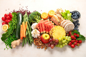 Selection of  high fiber rich food.
