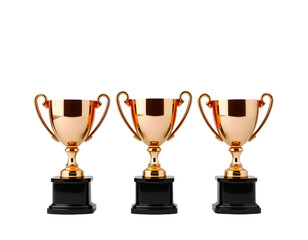 Fototapeta premium Golden Trophies on Black Bases Award Ceremony Icons