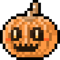 Cartoon Pixel Smile Halloween Pumpkin Character