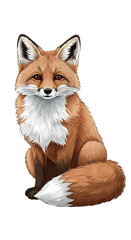 Obraz premium Red Fox Sitting Isolated White Background 1.