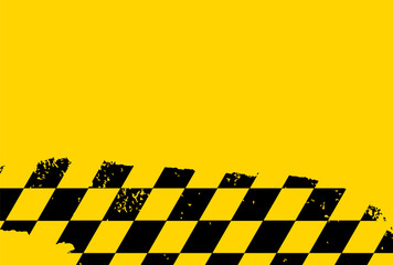 Racing FInish Line Flags Distressed Checkered Pattern on Yellow.