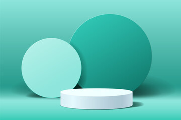Blue green mint abstract 3d geometric shape minimal scene for product presentation background