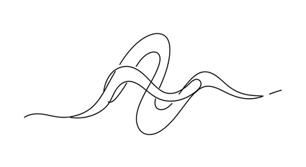 Elegant continuous black line drawing showcasing dynamic fluid connectivity