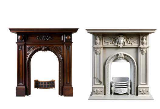 Elegant Fireplace Mantels with Intricate Carvings